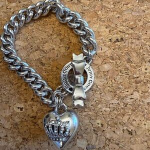 Juicy Couture Silver Bracelet with Heart and Bow Vintage